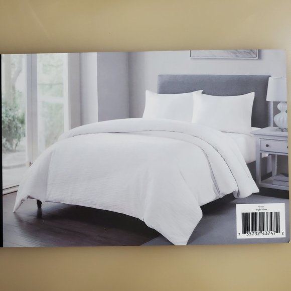 TAHARI Home Full/Queen 100% Cotton Moss Bright White Duvet - Picture 7 of 10